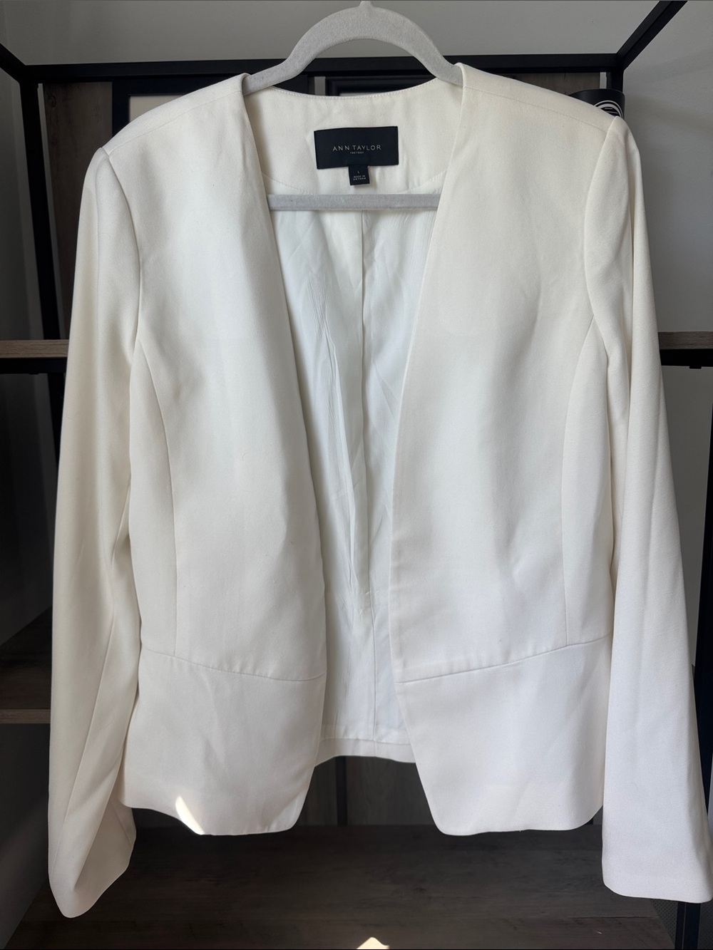 Ann Taylor Cream Open-Front Blazer